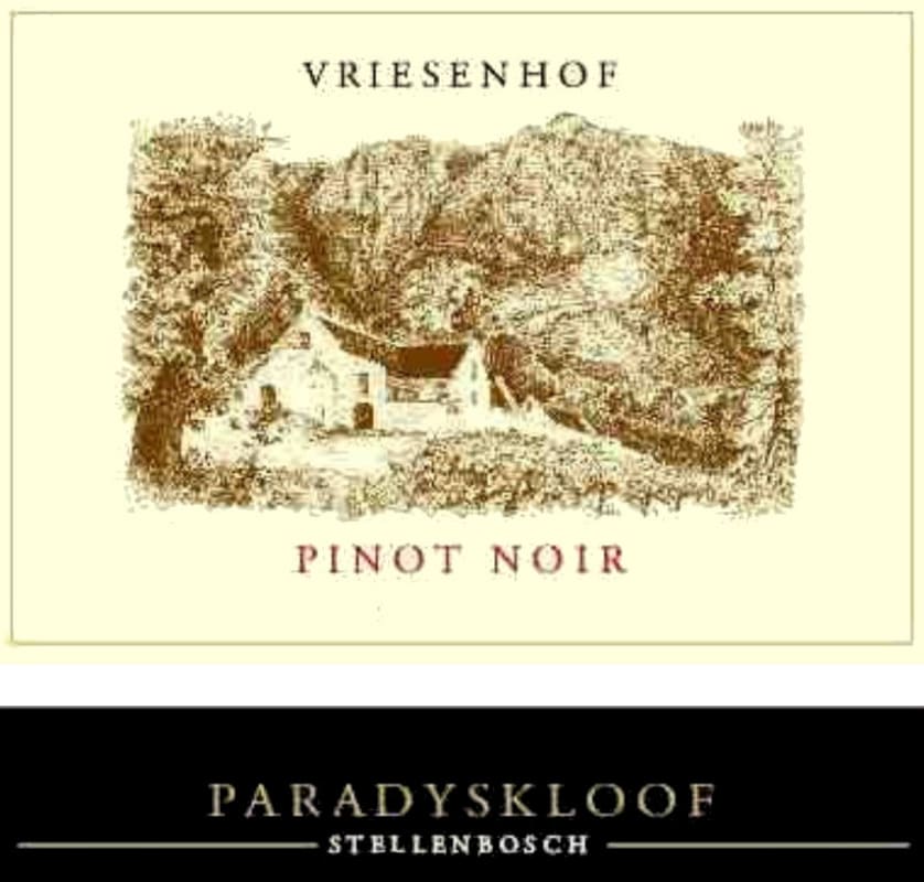 Vriesenhof Vineyards Paradyskloof Pinot Noir 2009 Front Label
