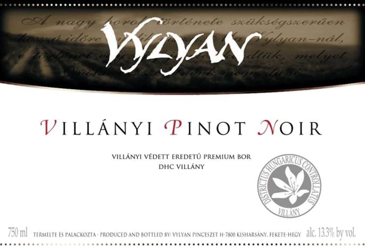 Vylyan Vineyards & Winery Pinot Noir 2008 Front Label