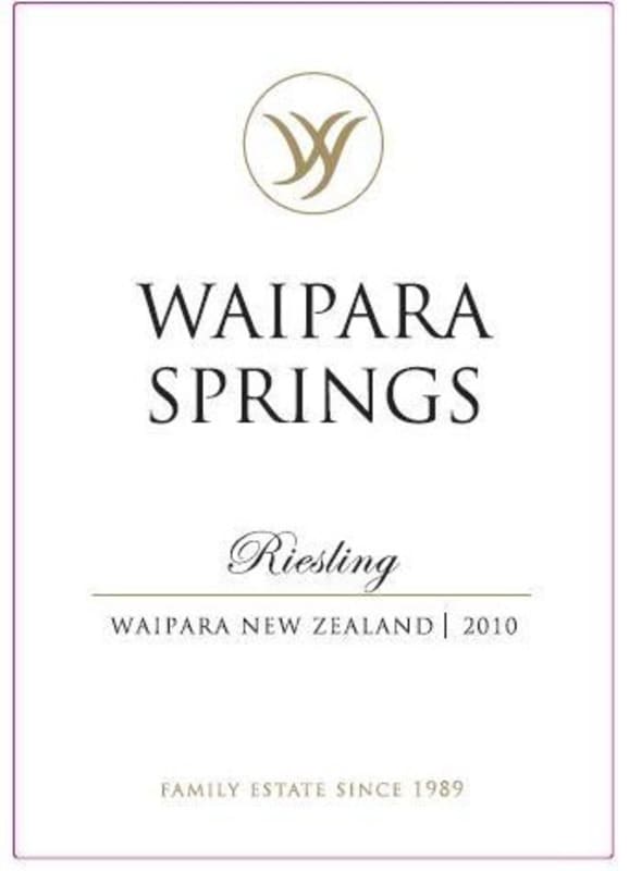 Waipara Springs Riesling 2010 Front Label