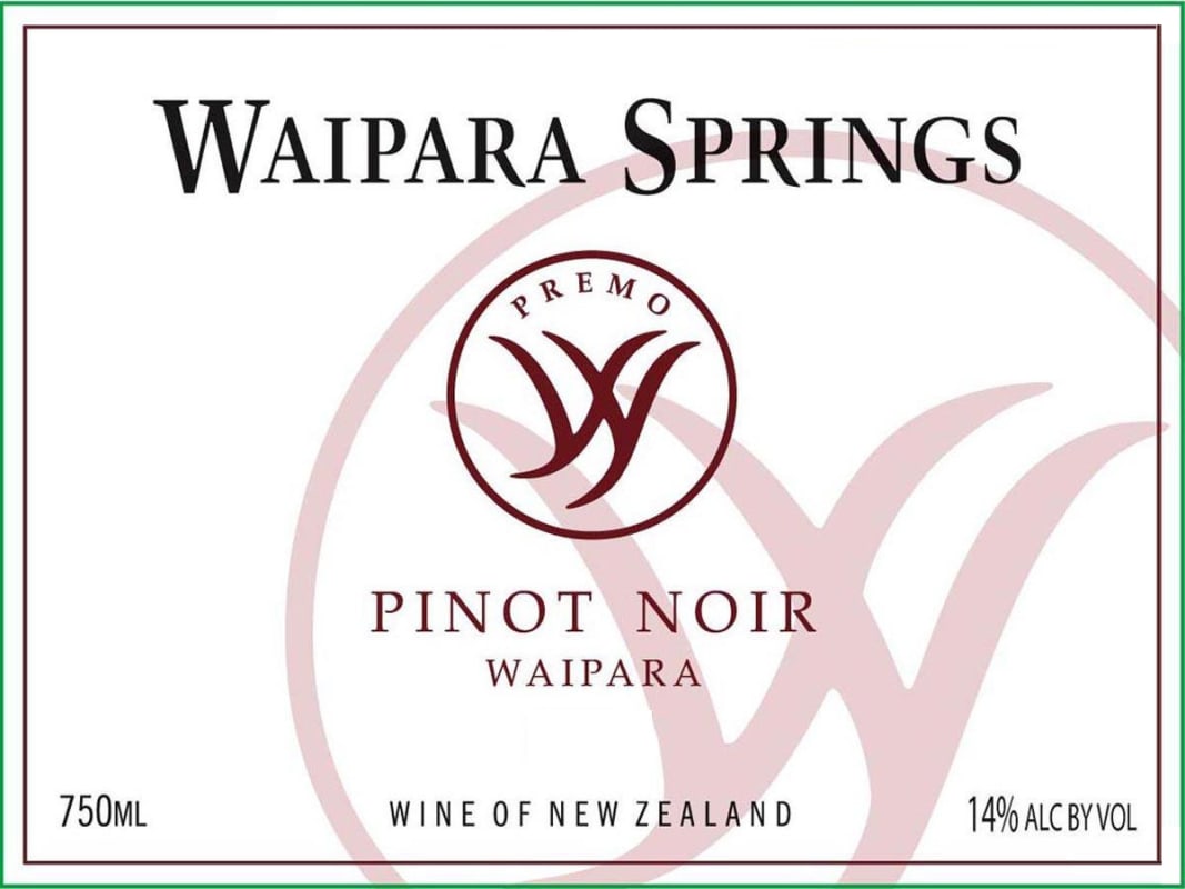 Waipara Springs Premo Pinot Noir 2012 Front Label