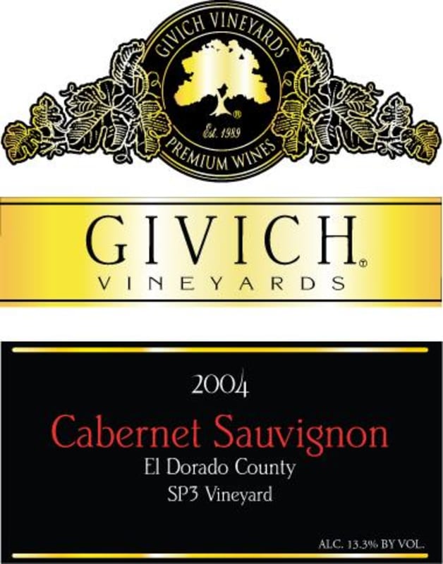 Givich Vineyards SP3 Cabernet Sauvignon 2004 Front Label