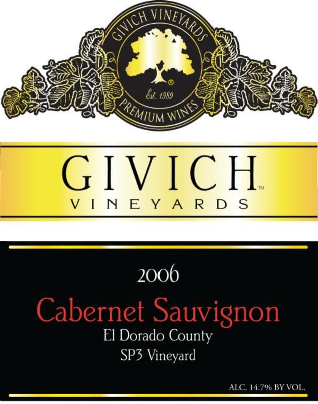 Givich Vineyards SP3 Cabernet Sauvignon 2006 Front Label