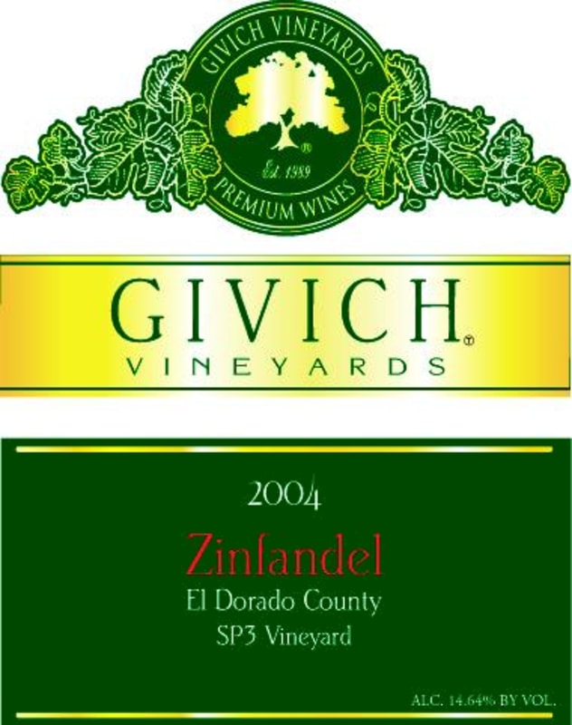 Givich Vineyards SP3 Zinfandel 2004 Front Label