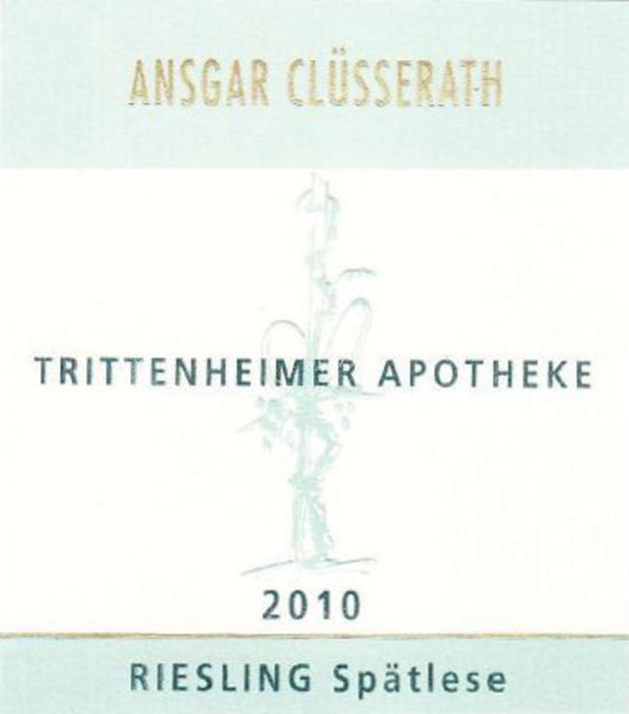 Weingut Ansgar Clusserath Trittenheimer Apotheke Riesling Spatlese 2010 Front Label