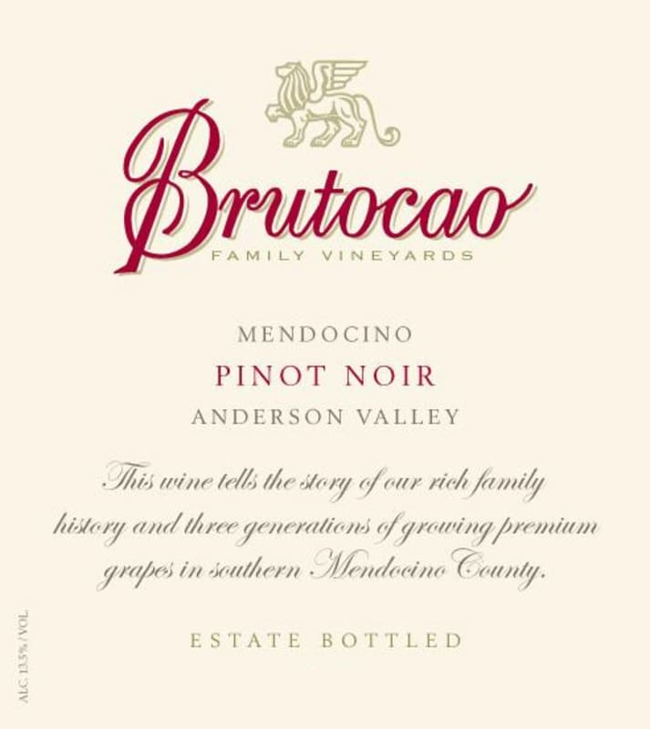 Brutocao Pinot Noir 2012 Front Label