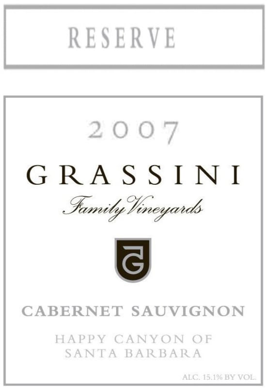 Grassini Family Vineyards and Winery Estate Reserve Cabernet Sauvignon 2007 Front Label