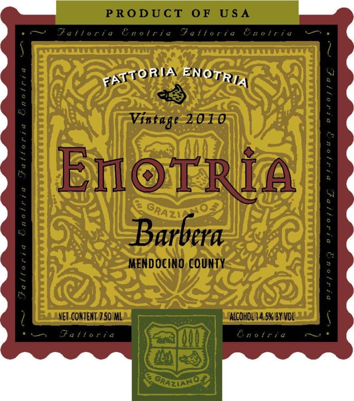 Graziano Enotria Barbera 2010 Front Label
