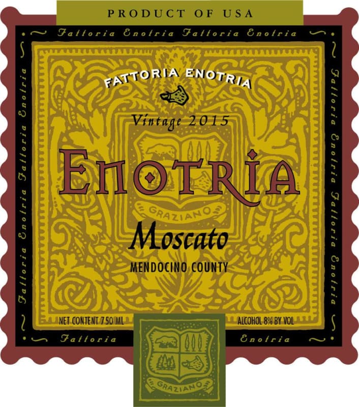 Graziano Enotria Moscato 2015 Front Label