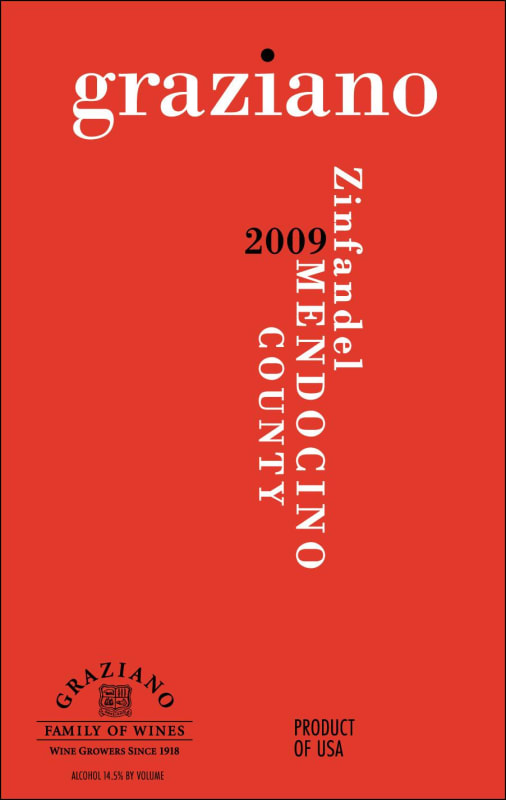 Graziano Zinfandel 2009 Front Label
