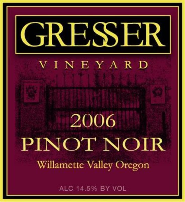 Gresser Vineyard Pinot Noir 2006 Front Label