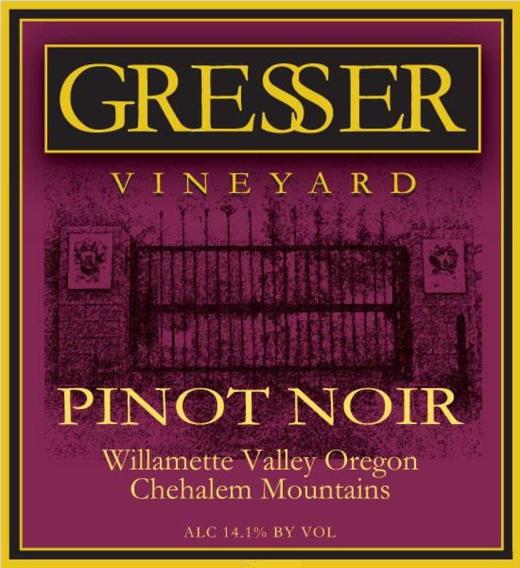 Gresser Vineyard Pinot Noir 2012 Front Label