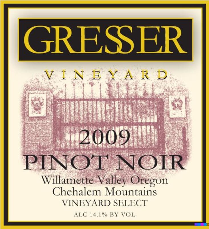 Gresser Vineyard Select Pinot Noir 2009 Front Label
