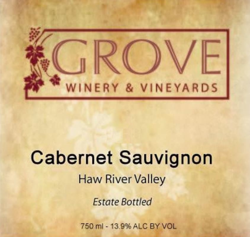 Grove Winery & Vineyards Estate Cabernet Sauvignon 2012 Front Label