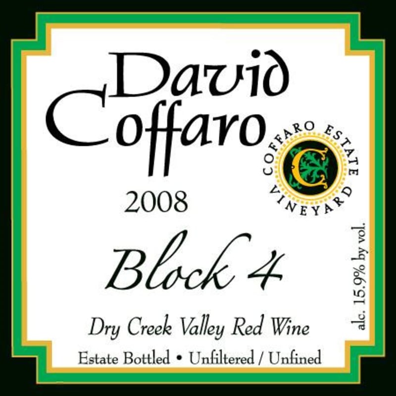 David Coffaro Estate Vineyard Block 4 Red 2008 Front Label