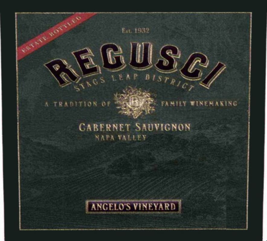 Regusci Winery Angelo's Vineyard Cabernet Sauvignon 2013 Front Label
