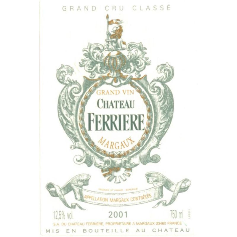 Chateau Ferriere (stained label) 2001 Front Label
