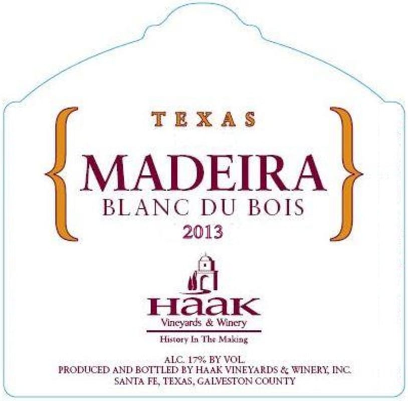 Haak Vineyard & Winery Madeira Blanc du Bois 2013 Front Label