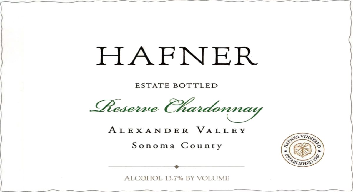 Hafner Vineyard Reserve Chardonnay 2012 Front Label