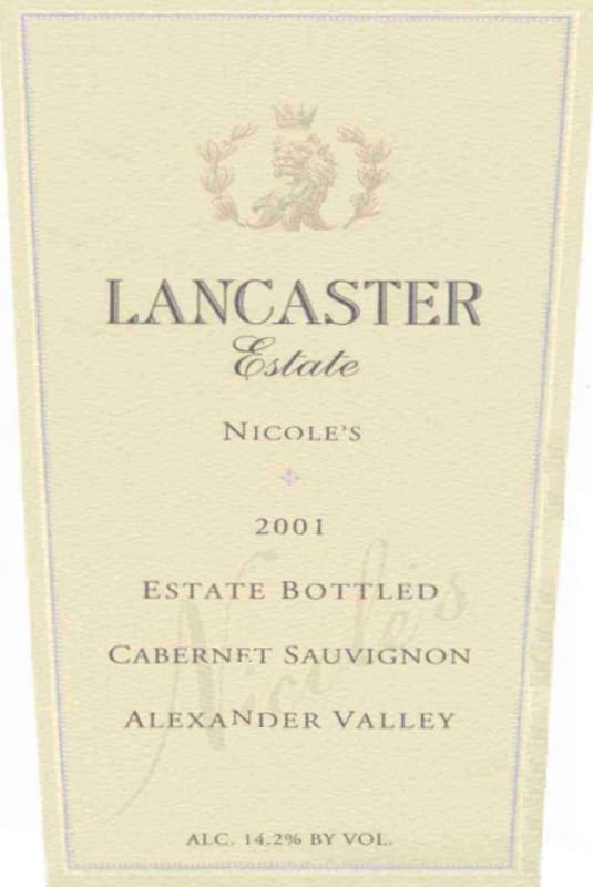Lancaster Nicole's 2001 Front Label