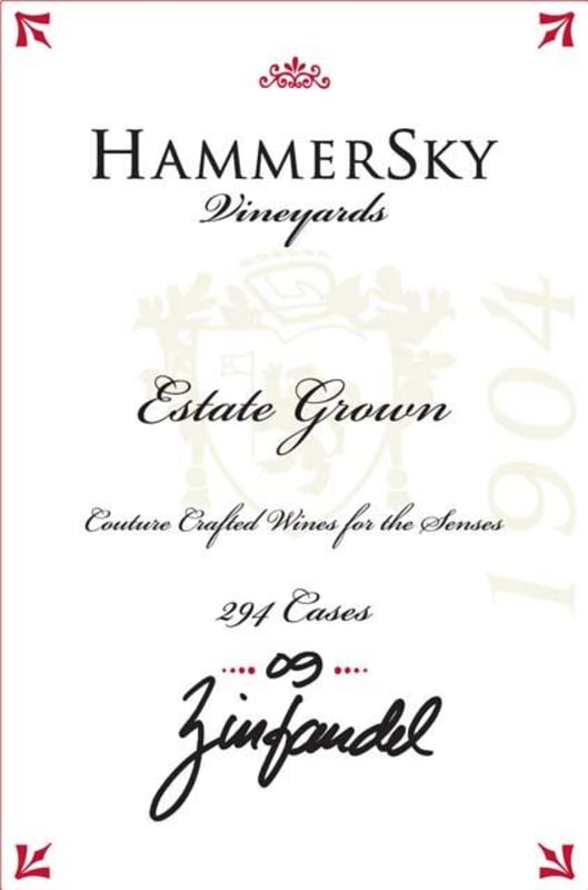 HammerSky Vineyards & Inn Zinfandel 2009 Front Label