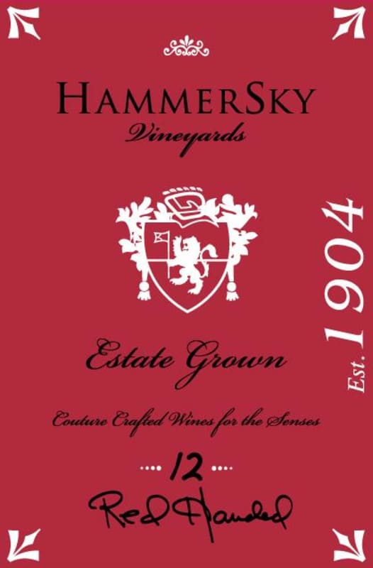 HammerSky Vineyards & Inn Red Handed 2012 Front Label