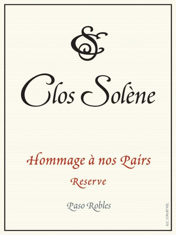 Clos Solene Hommage a nos Pairs Reserve 2009 Front Label