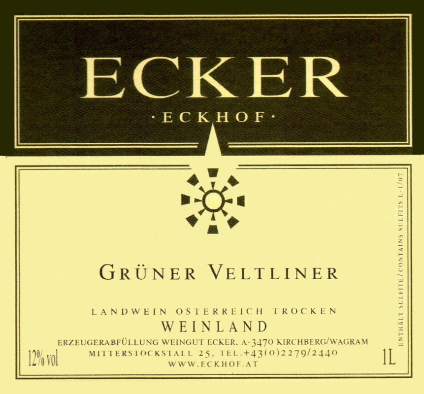 Weingut Eckhof Landwein Gruner Veltliner 2013 Front Label