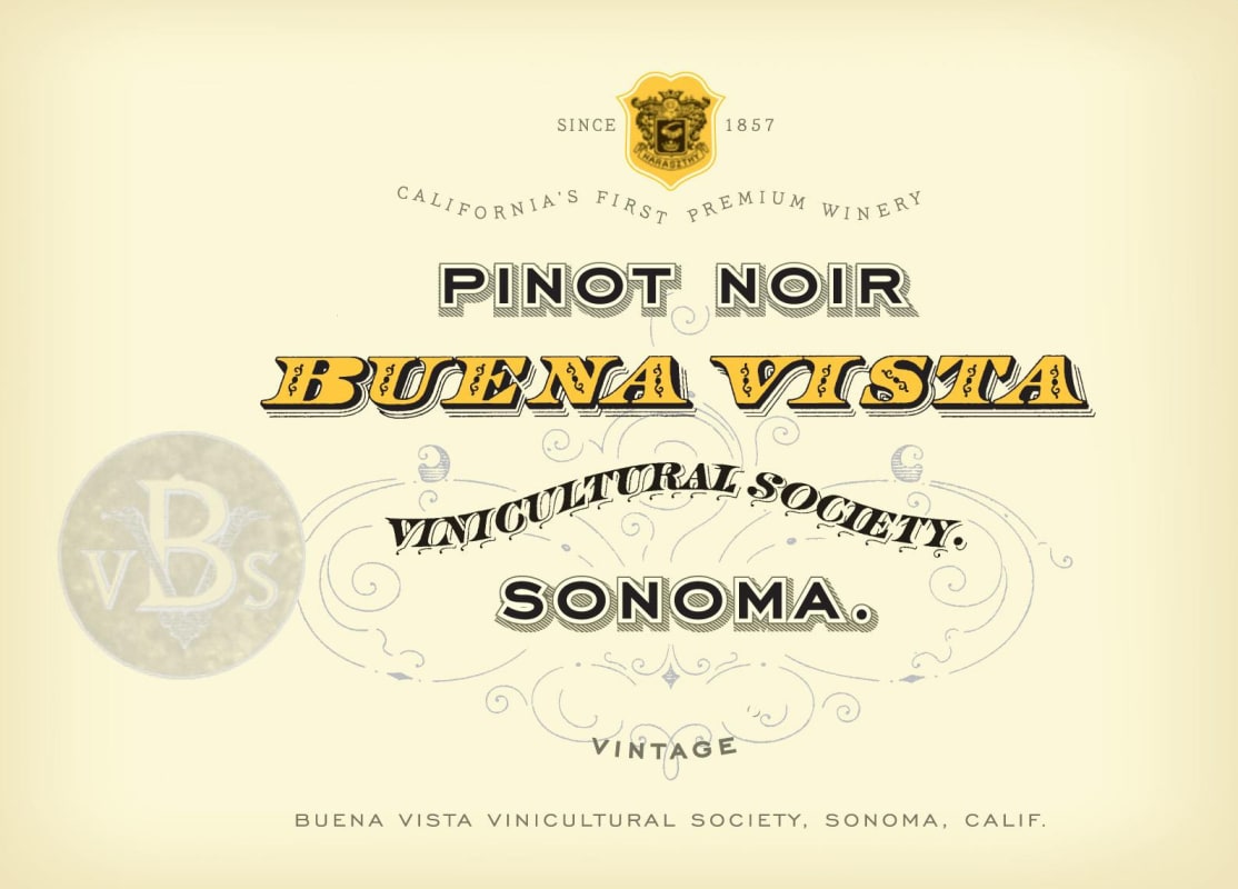 Buena Vista Vinicultural Society Pinot Noir 2013 Front Label