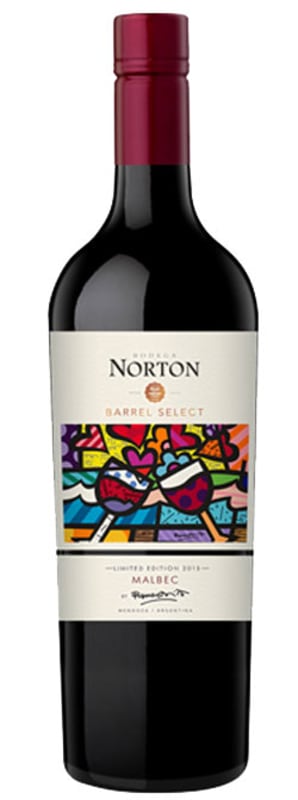 Bodega Norton Britto Artist Label Barrel Select Malbec 2017 Front Bottle Shot