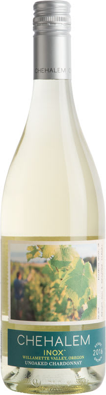 Chehalem INOX Unoaked Chardonnay 2016 Front Bottle Shot