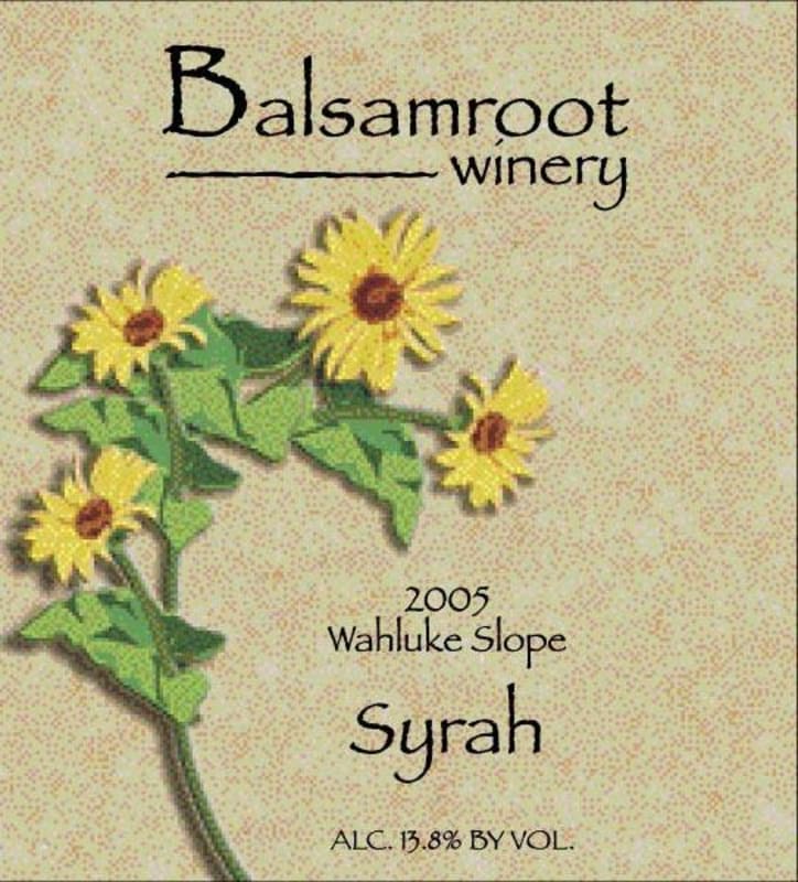 Hard Row to Hoe Vineyards Balsamroot Winery Syrah 2005 Front Label