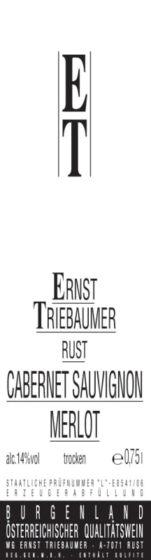 Ernst Triebaumer Cabernet Sauvignon Merlot 2009 Front Label