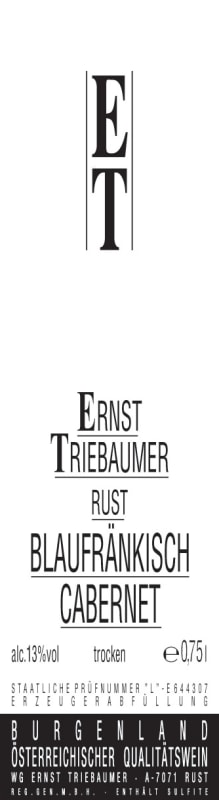Ernst Triebaumer Blaufrankisch Cabernet Sauvignon 2014 Front Label
