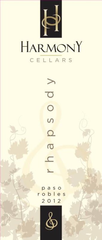 Harmony Cellars Rhapsody Late Harvest Syrah 2012 Front Label