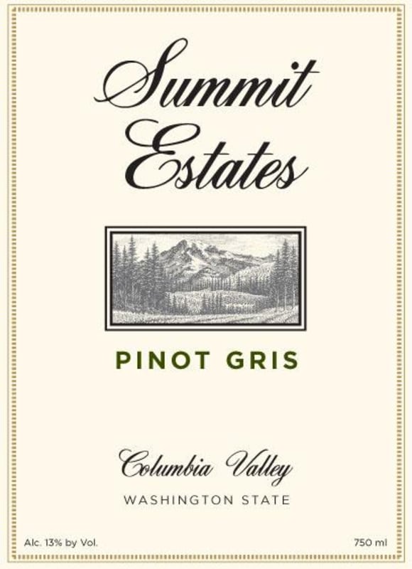 Summit Estate Columbia Valley Pinot Gris 2014 Front Label