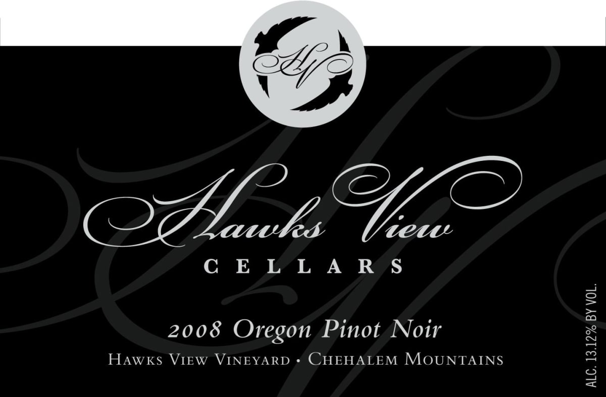 Hawks View Cellars Hawks View Vineyard Pinot Noir 2008 Front Label