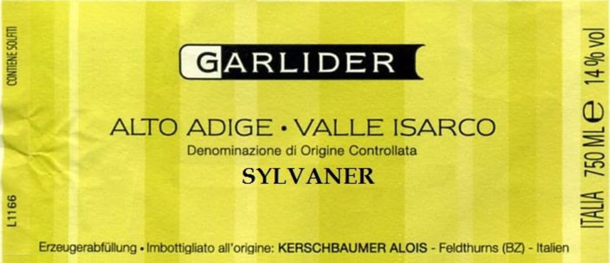 Garlider Sudtirol Sylvaner 2010 Front Label