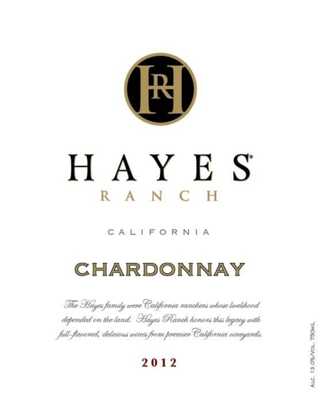 Hayes Ranch Chardonnay 2012 Front Label