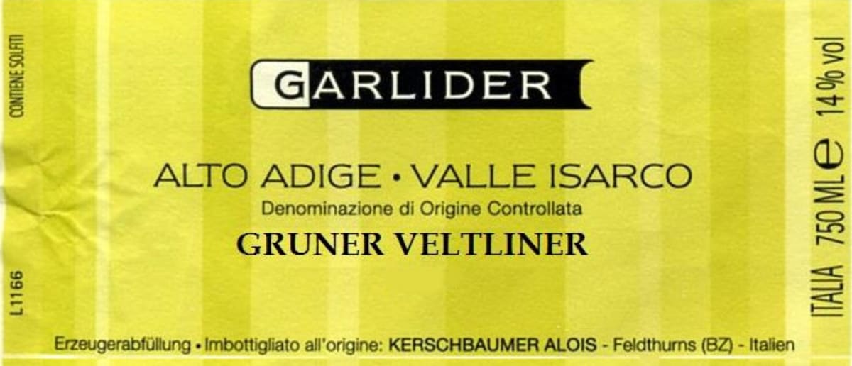 Garlider Sudtirol Gruner Veltliner 2010 Front Label