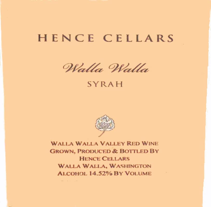 Hence Cellars Syrah 2009 Front Label