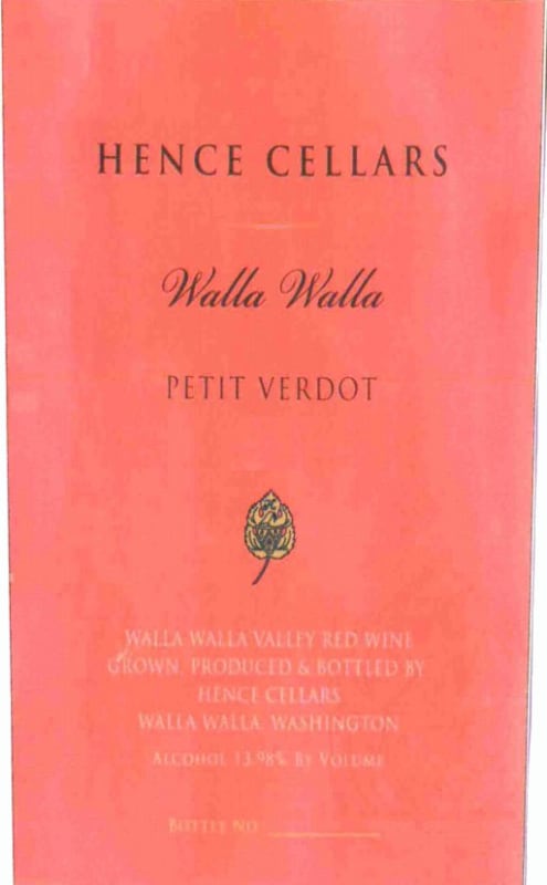 Hence Cellars Petit Verdot 2012 Front Label