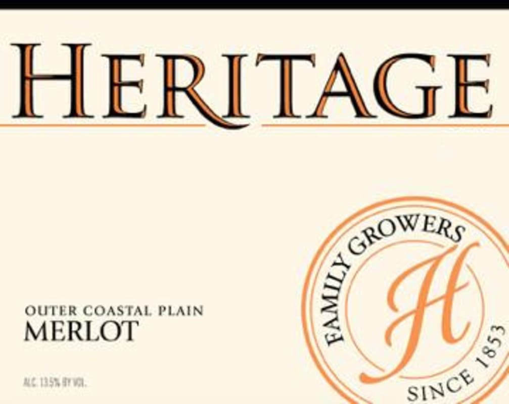 Heritage Vineyard Merlot 2014 Front Label