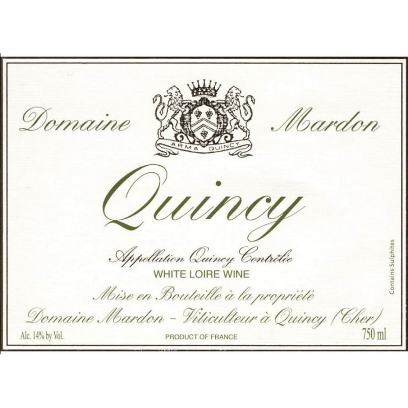 Domaine Mardon Quincy Cuvee Tres Vieilles Vignes 2017 Front Label