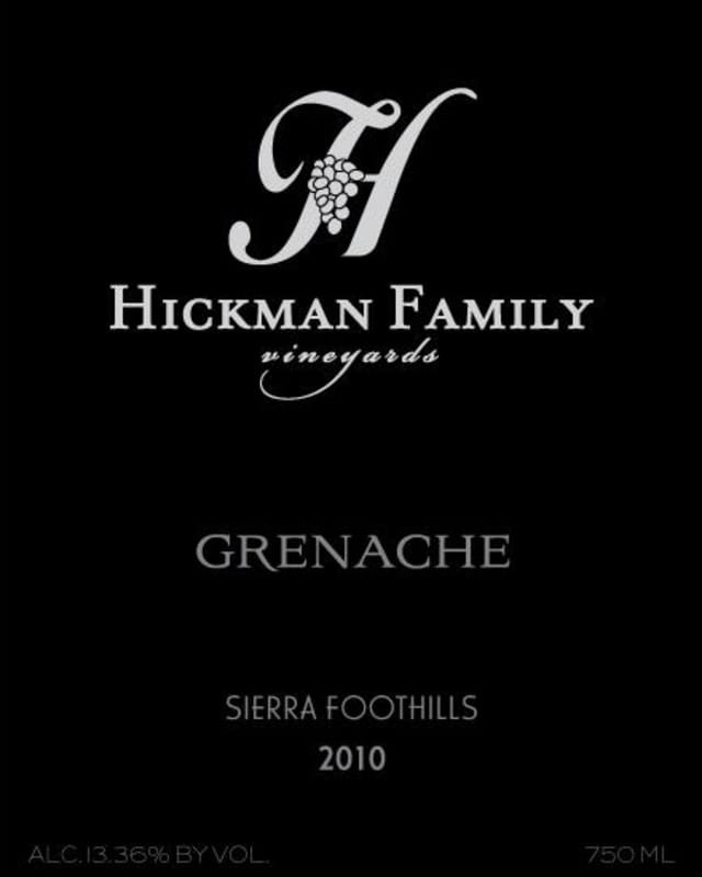 Hickman Family Vineyards Grenache 2010 Front Label