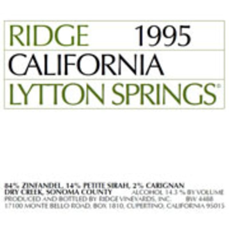 Ridge Lytton Springs Red Blend 1995 Front Label