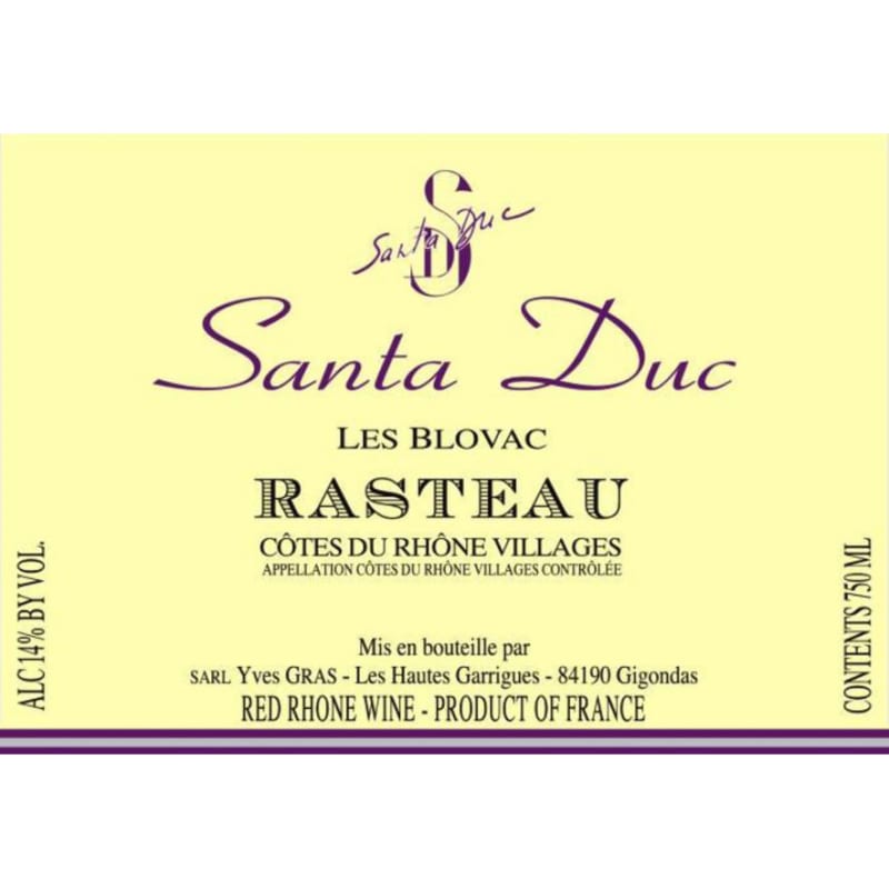 Domaine Santa Duc Les Blovac Rasteau 2014 Front Label