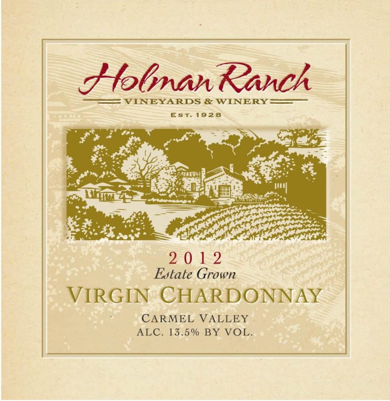 Holman Ranch Estate Virgin Chardonnay 2012 Front Label