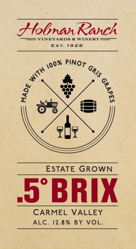 Holman Ranch 5 Degrees Brix 2015 Front Label
