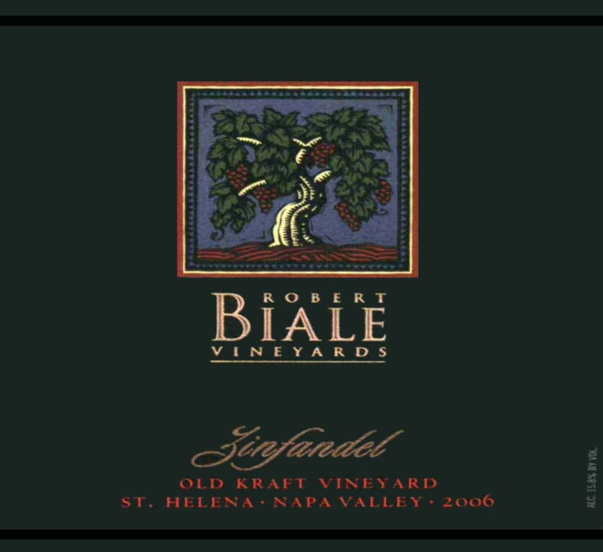 Robert Biale Vineyards Old Kraft Vineyard Zinfandel 2006 Front Label