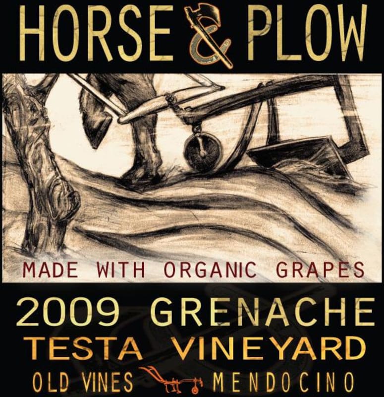 Horse & Plow Winery Testa Old Vine Grenache 2009 Front Label
